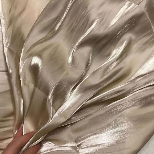 Kleiderstoff, seidiger Satin-Brokat, weicher, plissierter Netzstoff als Meterware, Bühnenhintergrundstoffe, Designform, DIY-Nähkleid, Designerstoffe, Pfirsichweiß, Glätten(22) von CDWK