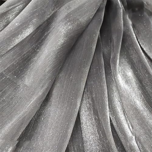 Kleiderstoff, seidiger Satin-Brokat, weicher Plisseestoff, passend for DIY-Design, Bühnenform-Material, Hintergrunddekor, Plissee-Netzstoff, Meterware(Gray) von CDWK