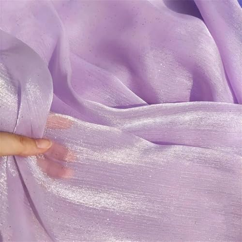 Kleiderstoff, seidiger Satin-Brokat, weicher Plisseestoff, passend for DIY-Design, Bühnenform-Material, Hintergrunddekor, Plissee-Netzstoff, Meterware(Light Purple) von CDWK