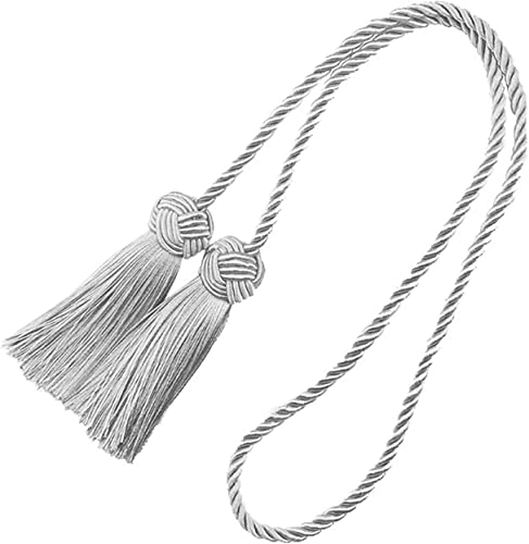 Vorhang-Raffhalter, Vorhang-Schnallenriemen, 2 Stück Vorhang-Raffhalter mit 2 Kopfquasten, Vorhang-Clips, Seil-Raffhalter, Halterungen, Wohnaccessoires(Silver) von CDWK