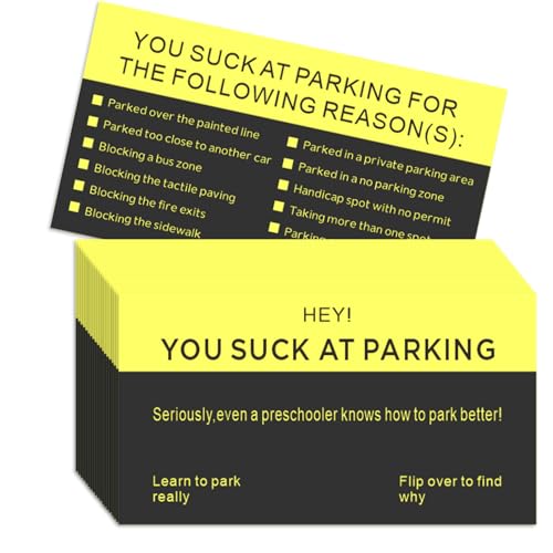 CDXHOME Bad Parking Karten – 100 Stück "You Suck At Parking", lustige Parkverstoß-Tickets mit verschiedenen Gründen für Verstöße (8,9 x 5,1 cm) von CDXHOME