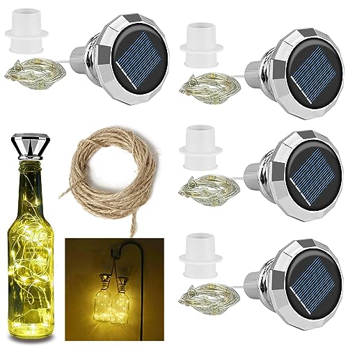 4 Stück Solar Flaschen, 20 LEDs 2M Solar Flaschenlichter, Korken Flaschenlichter Weinflasche Lichtkette Diamant Flasche Solar Weinflasche Kupferdraht für Flasche DIY, Dekor, Weihnachten (Warmweiße) von CECOMBINE