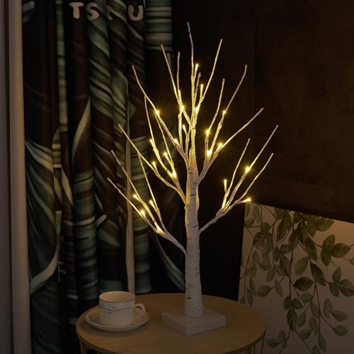 Birke Lichterbaum Innen mit Warmweiß LEDs Licht, USB Bonsai Baum Lichter Bäumchen Dekozweige Hochzeit Innendekoration für Party Geburtstag Hochzeit, Festliche Partydekoration, Weihnachtsdeko von CECOMBINE