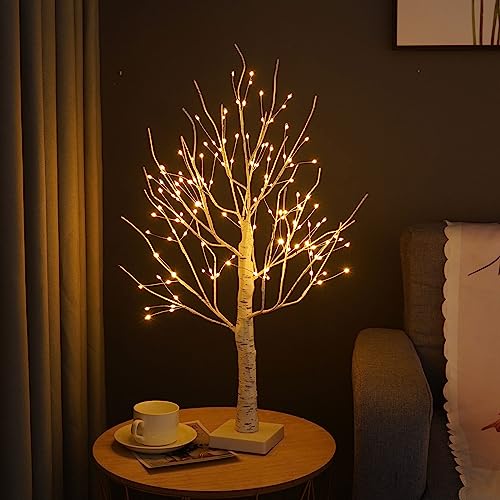 CECOMBINE Birke Lichterbaum Innen mit 144 Warmweißer LEDs Licht, LED Baum Lichter Bäumchen Dekozweige Weihnachtsdeko Hochzeit Innendekoration für Party Geburtstag Hochzeit, Festliche Partydekoration von CECOMBINE