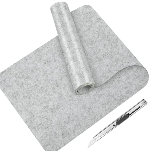 CECOMBINE Filzrolle Filzstoff, 150x40cm Tischläufer aus Filz, 3mm Dicke Polyester Filz Filzmatte für DIY Aufbewahrungstasche Filzunterlage Patchwork Nähen Basteln Handwerken Dekoration (Hellgrau) von CECOMBINE