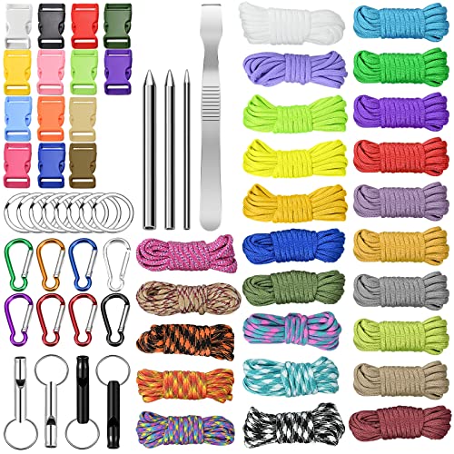 Paracord Set - Paracord 550 Nylonschnur, Multifunktionale Nylonseile Zeltseil Enthält Seilschnalle und Nähnadeln für DIY Armband, Schlüsselbund, Camping Outdoor Sport von CECOMBINE