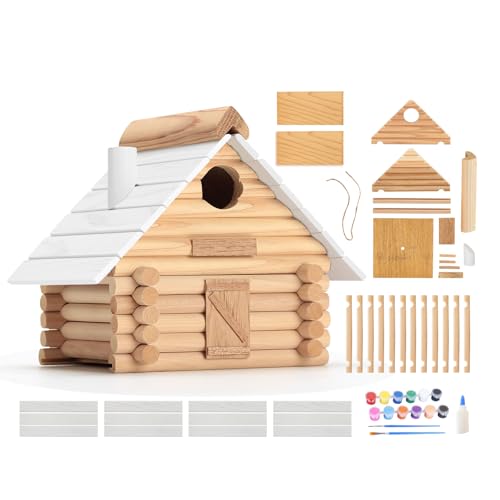 CEDAR ALPHA Premium Lincolnlog Vogelhaus-Set aus Holz – Vogelhaus-Kits für Kinder – zum Selberbauen – Vogelhaus-Bausätze für Erwachsene zum Bauen – Holzbearbeitung für Erwachsene zum Basteln & DIY von CEDAR ALPHA