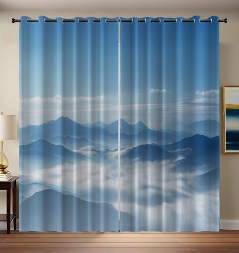 CEDNXOER Vorhang Blickdicht Berggipfel Natur, Kinderzimmer Deko Verdunkelung Gardine Wolken, 2er Set H 175 x B 140 cm Thermovorhang Fenster Vorhänge mit Ösen für Wohnzimmer von CEDNXOER