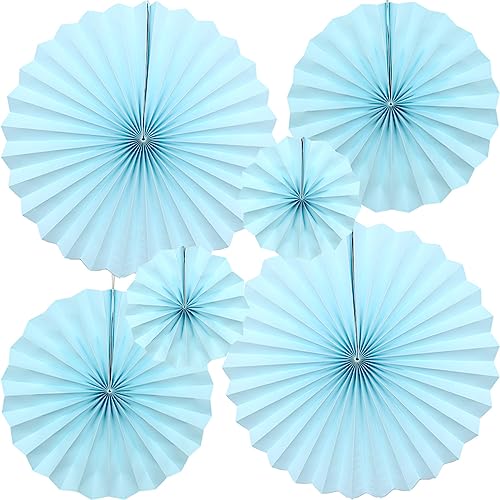 CEEYSEE 6 Stück Papier Fächer Dekoration 20/30/40cm Papierfächer Hängende Himmelblau Papier Fächer Papier Girlande Dekoration für Party Feier Hochzeit Babyshower Geburtstag Deko (Himmelblau/ZTLS) von CEEYSEE