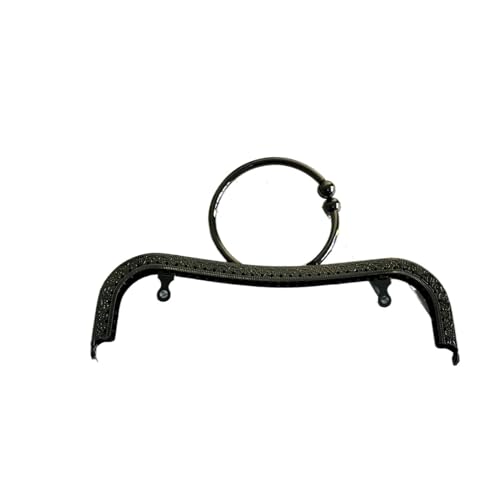 CEHJZQRPL Metal Pocket Frame 22 cm großer Ring, Metall-Geldbörsenrahmen, Griff, Clutch-Tasche, Zubehör, DIY, Bronzeprägung, M-förmige Handtasche for die Herstellung von Geldbörsen(Black) von CEHJZQRPL