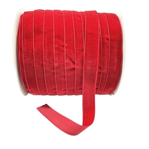 CEHJZQRPL Samtband Breite einseitige Samtbandrolle 20 mm, Partyband Dunkelcyangelb Babyblau Apricot, 5 Yards Samtbandrolle(Red) von CEHJZQRPL