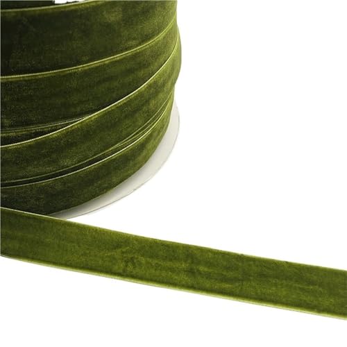 CEHJZQRPL Samtband Farbe: Einseitig, 3/5 Yards, 6 mm – 38 mm, Polyesterseide, efeugrün, kokosnussbraun, grau, Samtschleifen(Peacockgreen,15mm x 5yards) von CEHJZQRPL