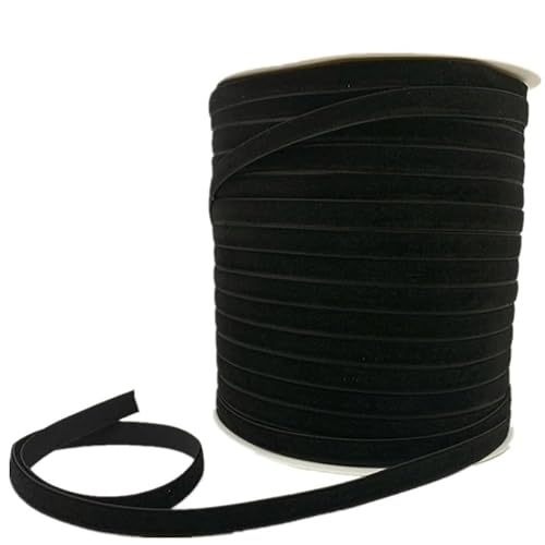 CEHJZQRPL Samtband Gelbliches Band einseitig 6/10/25/38 mm, rot-lila-rosa Samtband handgefertigt, Hochzeitsdekorationsband 3/5 Meter(Black,10mm x 5yards) von CEHJZQRPL