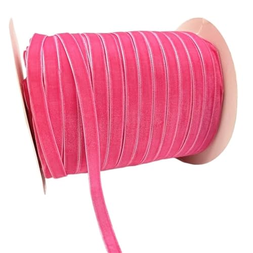 CEHJZQRPL Samtband Vintage Samtbandspule Gelb Lila Cyan, Kunsthandwerksband for Haarschleife, 5 Yards 10mm Hochzeitsband Handgefertigt(Dark Pink) von CEHJZQRPL