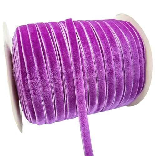 CEHJZQRPL Samtband Vintage Samtbandspule Gelb Lila Cyan, Kunsthandwerksband for Haarschleife, 5 Yards 10mm Hochzeitsband Handgefertigt(Grayish Purple) von CEHJZQRPL