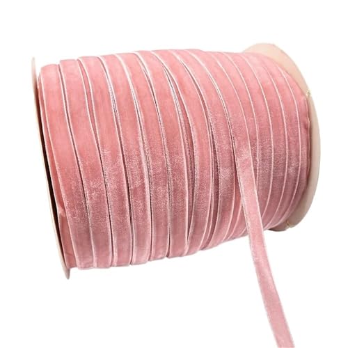 CEHJZQRPL Samtband Vintage Samtbandspule Gelb Lila Cyan, Kunsthandwerksband for Haarschleife, 5 Yards 10mm Hochzeitsband Handgefertigt(Light Pink) von CEHJZQRPL