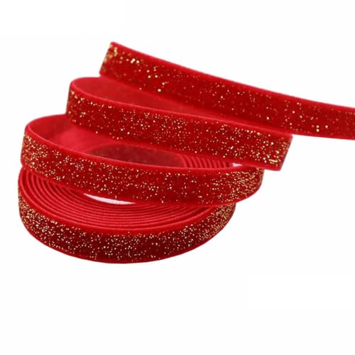 CEHJZQRPL Samtband Weihnachtsband Rot Brilliant Neujahr Samtbänder 5 Yards, Girlande, Verpackung, Kränze(10mm) von CEHJZQRPL