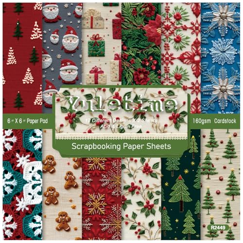 CEHJZQRPL Scrapbooking Papierblock, 24 Blatt 6"x6", Stofftextur, Weihnachtsdrucke, einseitig, 160 g/m², for den Hintergrund von Urlaubs-Fotoalben for Selbermachen. von CEHJZQRPL