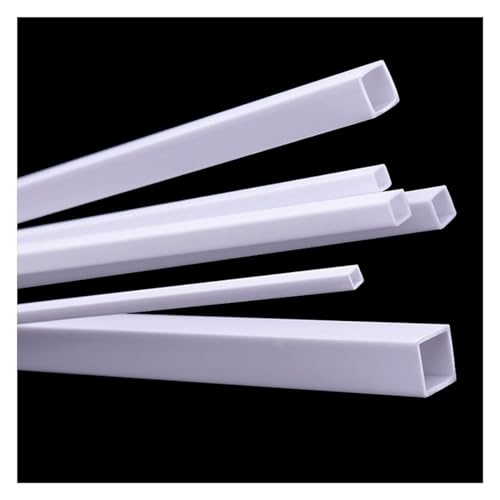 PVC-Hartrohr Rundrohr, 3 Stück ABS-Kunststoff-Vierkantrohre, 4 × 4 mm Hohlrohr for DIY-Sandtisch-Architekturmodellbau, Länge 500 mm von CEHJZQRPL