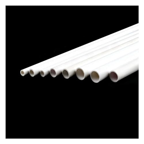 PVC-Hartrohr Rundrohr, Kunststoffrohre, weißes ABS-Rundrohrrohr 10 × 8,2 mm, Gartenbewässerungsbewässerungsarmaturen, Aquariumtank-Pflanzrahmen, Hohlrohrlänge 250 mm, 5/10/25/50 Stück von CEHJZQRPL