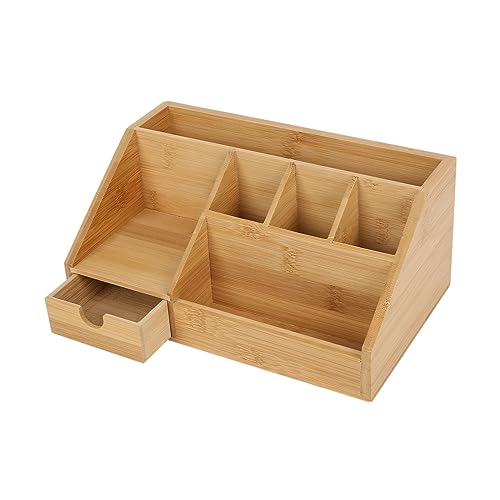 Schreibtisch-Organizer aus Holz mit Schublade,CEIEVER Bambus Aufbewahrungsbox mit 7 Fächer Schubladen Organizer Stiftebox Schreibtischablage Büro Organizer für Schreibtisch,Büro,Home-Office von CEIEVER