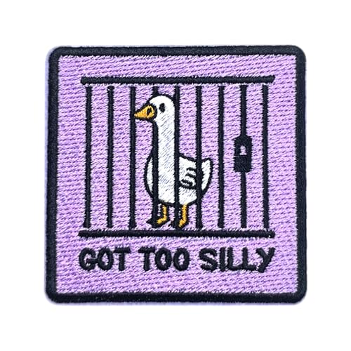 Funny Got Too Silly Patch 7,6 cm Silly Goose Jail Goose Meme Goose Duck Cute Goose Iron On/Sew On Embroidery Fabric Applique Patches for Trucker Hats Clothes Backpack DIY Accessories Friends Gifts von CELAMONA