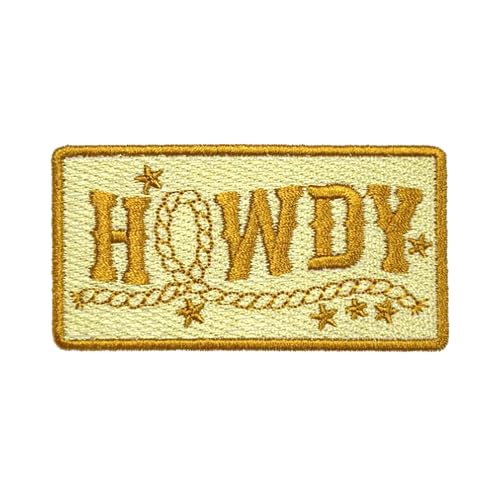 Howdy Brown Rope Patch 7,6 cm lustiger Southern Coquette Cowgirl Western Iron On/Sew On Embroidery Fabric Applique Patches for Trucker Hats Clothes Backpack DIY Accessories Friends Mom Gifts von CELAMONA