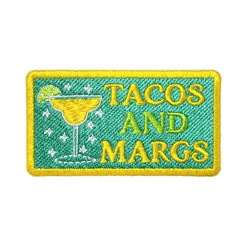 Tacos and Margs Patch 7,6 cm trinken mexikanische Lebensmittel Liebhaber Tacos Liebhaber Lustige Geschenke Bügeln/Aufnähen Stickerei Stoff Applikation Patches für Trucker Hüte Kleidung Rucksack DIY von CELAMONA