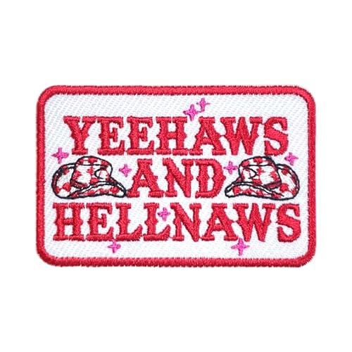 Yeehaws and Hellnaws Patch 7,6 cm lustiger Southern Cowboy Cowgirl Western Iron On/Sew On Embroidery Fabric Applique Patches for Trucker Hats Clothes Backpack DIY Accessories Friends Mom Gifts von CELAMONA