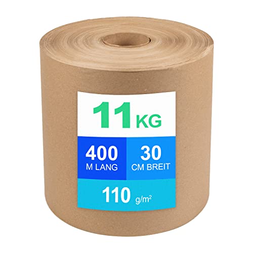 Schrenzpapier Verpackungspapier auf Rollen - 11kg, 400 lfm, 30cm breit, 110 g/m2, Packpapier, Recyclingpapier (1) von CELMAN