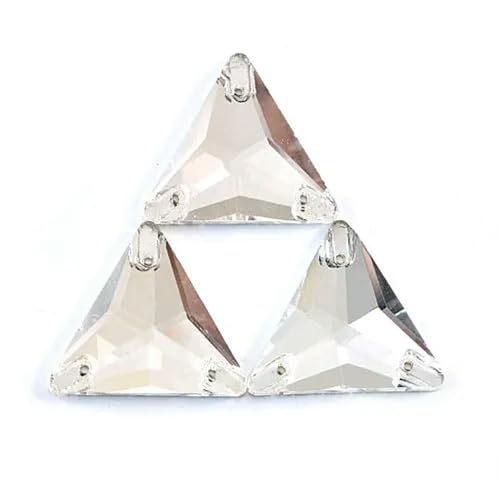 CEMELI 12/30/48 Stück 12/16/23 mm dreieckige weiße Glassteine zum Aufnähen Glas-Strasssteine mit Flacher Rückseite zum Nähen von Hochzeitskleid-Stoffen von CEMELI
