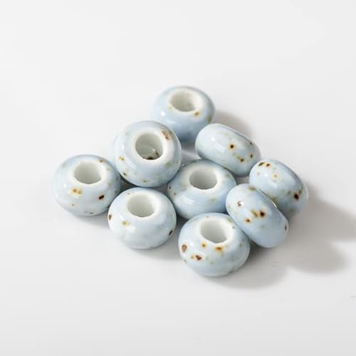 CEMELI 20 Stück 15 mm spezielle runde Retro-große Loch-Keramik-Porzellan-Perlen, Anhänger, Schmuckherstellung, Perlen, handgefertigte Materialien, Armband von CEMELI