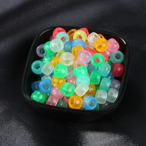 CEMELI 200 Stück 6 x 9 mm großes Loch leuchtende runde Pony-Perlen UV-Perlen Farbwechsel runde Acrylperlen für Schmuckherstellung Armband DIY von CEMELI