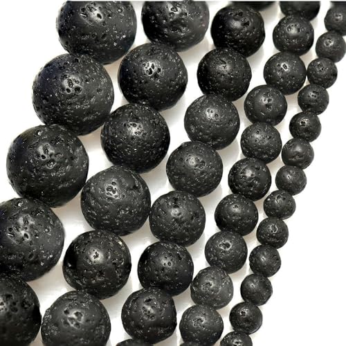 CEMELI 4–16 MM 24–90 Stück schwarze Lavasteinperlen Vulkangesteinsperlen Lavaperlen zur Schmuckherstellung DIY-Lavaperlen für Armbänder Anhänger Basteln von CEMELI