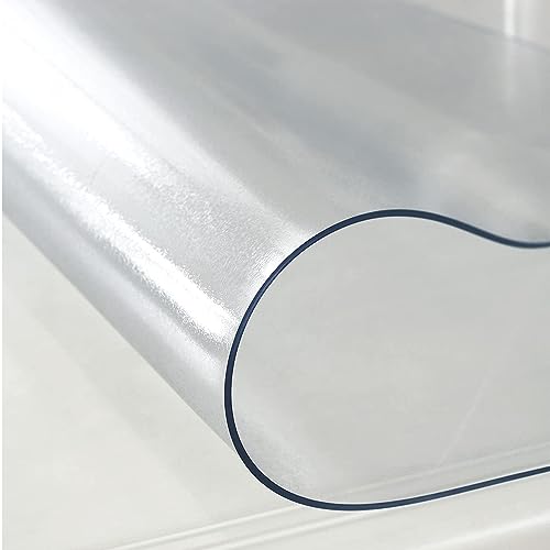 Tischfolie Transparent, 32 x 38 lnch Rechteck 5.0mm Dick Öl- und wasserdicht,pflegeleicht，Geruchlos Nach Tischdecke Abwaschbar Transparent Ideal für Küche, Wohnzimmer und Garten,frosted-5mmThick von CENAP