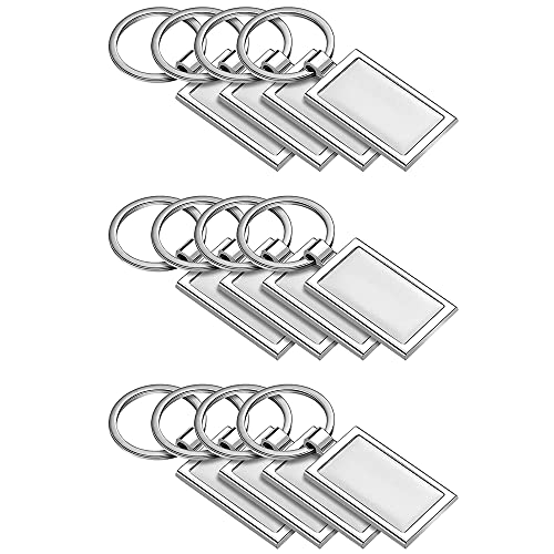 CENMEN 12 Stück Sublimations-Schlüsselanhänger aus Metall, rechteckig, für Bastelarbeiten, DIY-Zubehör von CENMEN