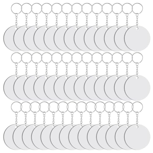 CENMEN 120 Stück runde Sublimations-Schlüsselanhänger, doppelseitig aus MDF, , für Schlüsselanhänger, langlebig, einfach zu installieren und einfach zu verwenden von CENMEN