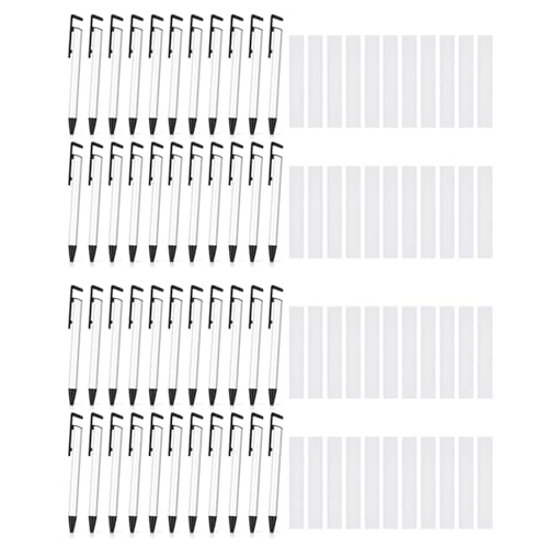CENMEN 44 Stück Rohlinge für Sublimationsstifte, Großpackung mit Schrumpffolienhüllen und Aluminium-Sublimationsrohlingen für Den Handyständer von CENMEN