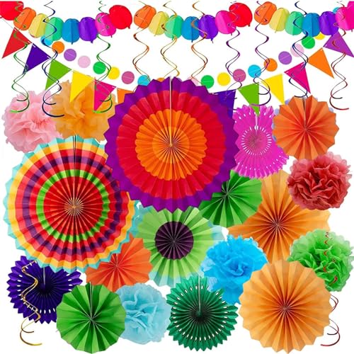 CENMOO Seidenpapierblume, Wimpelkette für Partys, Dekorationen für Partys – Honeycomb Balls und Dot Garland für Weihnachten, Hochzeiten, Festivals von CENMOO