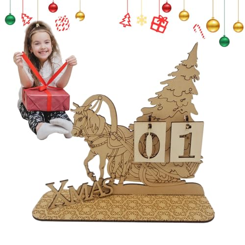 Holz-Adventskalender | Festliche Adventskalender - Kreativer Adventskalender 2023, langlebiger Weihnachts-Countdown, Weihnachtsschmuck für Kinder, Weihnachten, Party Cenmoo von CENMOO