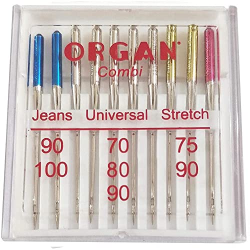 CENPEK 10 Stück Organ-Nadeln, Haushaltsnähmaschinennadeln, Jeans, Universal- und Stretch-Kombi-Packung von CENPEK