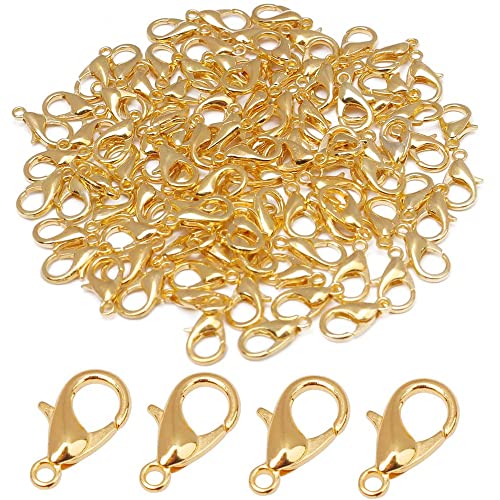 CENPEK 100 Stück 12 mm Schmuckverschlüsse Karabinerverschluss Schlüssel geteilt Clips Schlüsselhaken für Schmuckherstellung Zubehör DIY Handwerk Lieferanten (Gold) von CENPEK