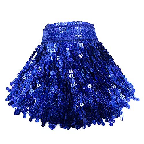 CENPEK 4 Stück 7 mm Verschlüsselungsperlen Pailletten zum Aufhngen Quaste für Damen Latin Dance Kostüm Performance Kleidung Pailletten Quaste, 16 cm * 9 m (Blau) von CENPEK