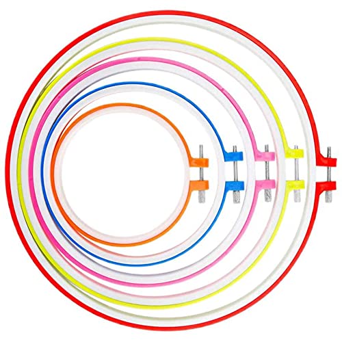 CENPEK Stickrahmen aus Kunststoff, für Kreuzstich, Ring-Stickerei, 12,7 cm bis 27,9 cm, mehrfarbig, 5 Stück von CENPEK