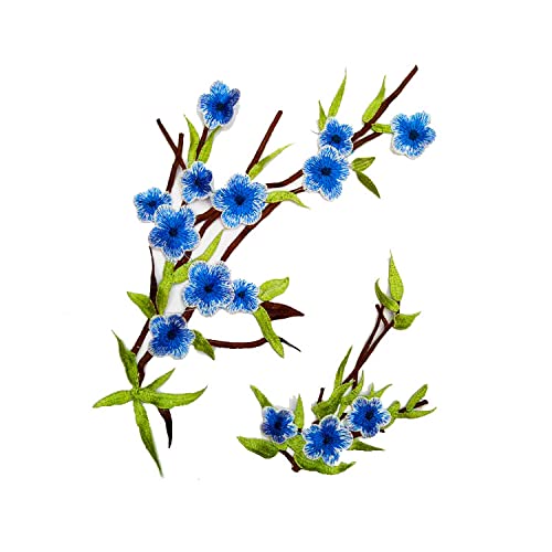 CENPEK 2 Stück Blumen zarte bestickte Aufnher Stickerei Aufnher Aufbügler Aufnher Aufnher Aufnher Coole Aufnher-Blau von CENPEK