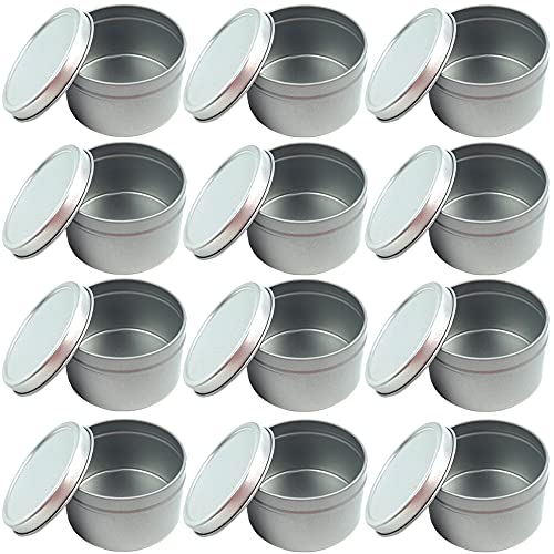 CENRONG Kerzen Dosen, 12 Stücke Wiederverwendbare Runde Kerzenbehälter mit Deckel DIY Kerze Gläse für DIY Kerze, Der, Kunst Handwerk Liefert (12 PCS Silver) von CENRONG