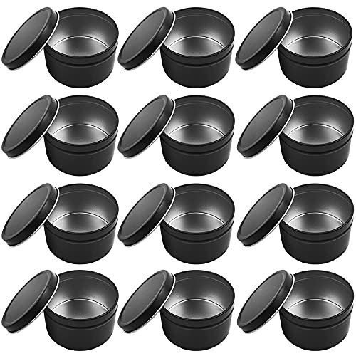 Kerzen Dosen, 12 Stücke Wiederverwendbare Runde Kerzenbehälter mit Deckel DIY Kerze Gläse für DIY Kerze, Der, Kunst Handwerk Liefert (12 PCS Black) von CENRONG