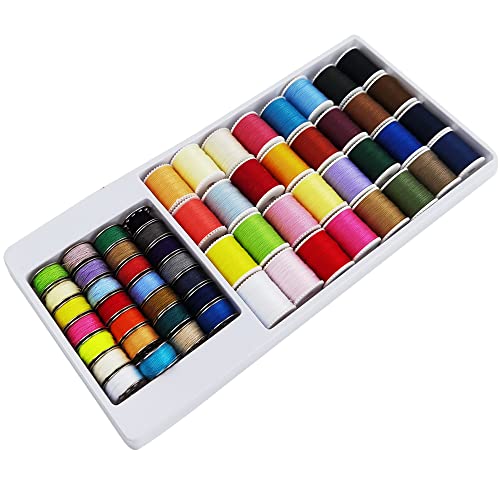 Nähgarn Set,60 Pcs Mix-Farben Garnrollen Spulen und Nähgarn Polyester Nähmaschinengarn mit Aufbewahrungskoffer Geeignet zum Nähen von Hand und Nähen von Maschine von CENRONG