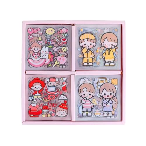 Niedliche Cartoon Aufkleber,100 Stück Kawaii Aufkleber Geschenkbox PET Wasserdicht Scrapbook Cartoon Aufkleber für DIY Scrapbooking Aufkleber Zubehör von CENRONG