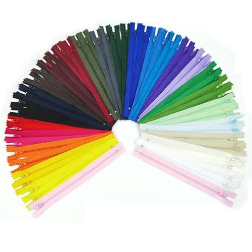 Reißverschluss,52 Pcs Nylon Reißverschlüsse Ersatz Reissverschluss Bunter Reißverschluss Unsichtbarer Reißverschluss,Für Kleidung,Taschen,Handwerk(26 Farben) von CENRONG